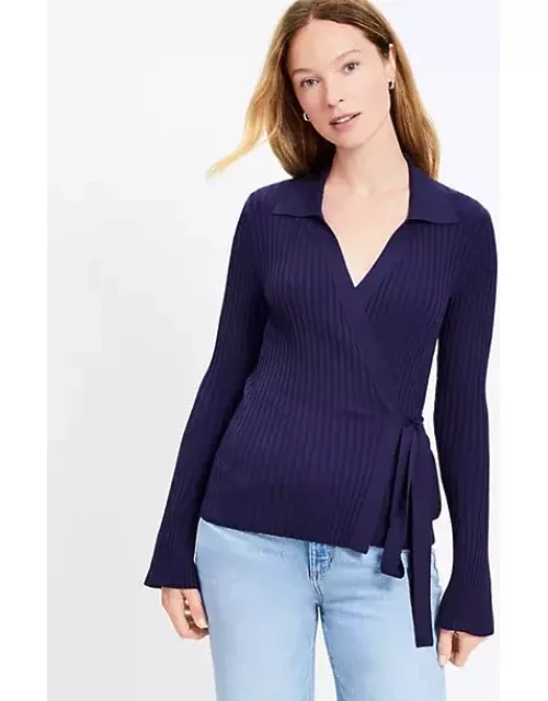 Loft Ribbed Collared Wrap Sweater