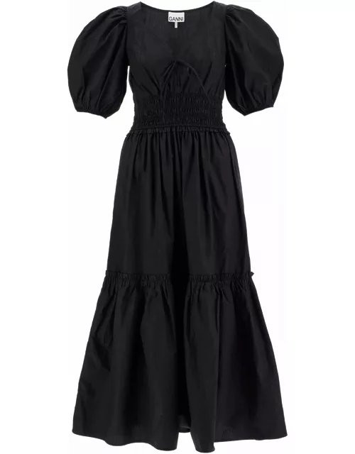 GANNI midi dress with smock stitching