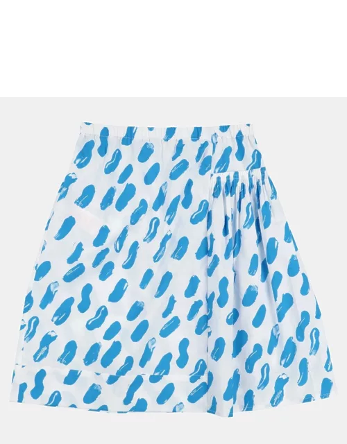 Marni White/Blue Printed Cotton Skirt
