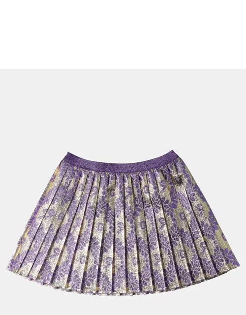 Gucci Purple/Gold Jacquard Pleated Skirt