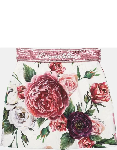 Dolce & Gabbana Multicolor Floral Print Cotton Skirt
