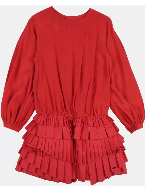 Givenchy Red Silk Pleated Dres