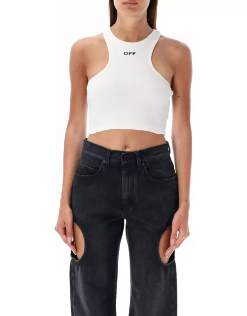 Off-White Ribbed Crop Top