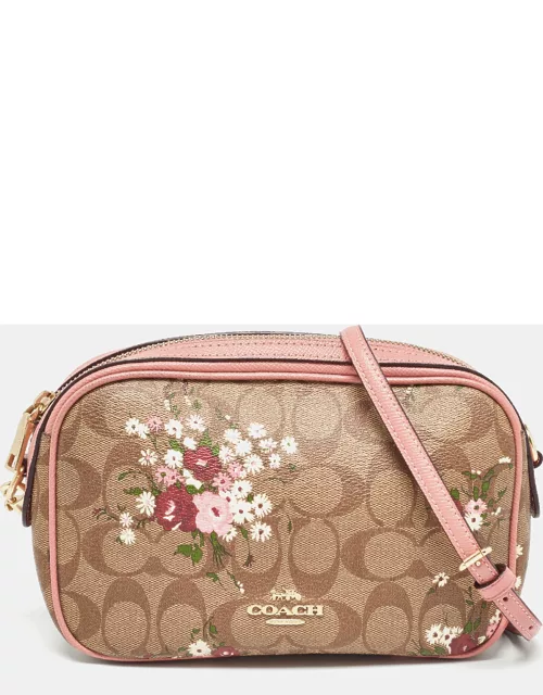 Coach Pink/Beige Signature Coated Canvas and Leather Isla Chain Crossbody Bag