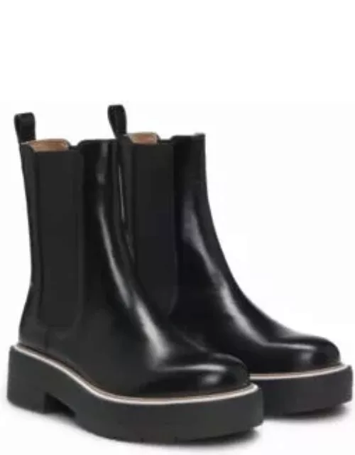 Leather Chelsea boots with Double B monogram- Black Women's Boot