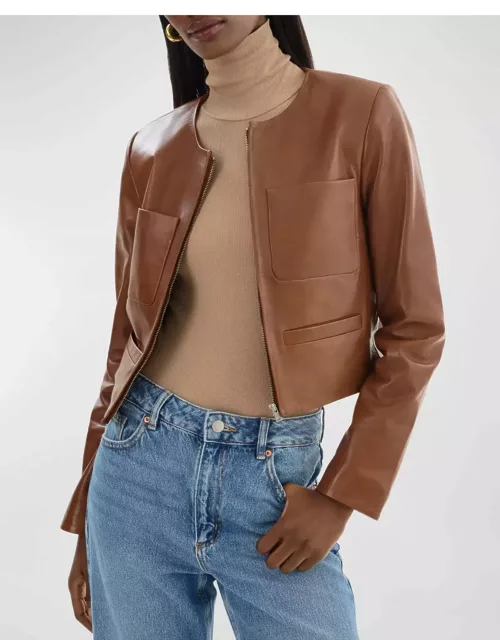 Linette Cropped Lamb Leather Jacket