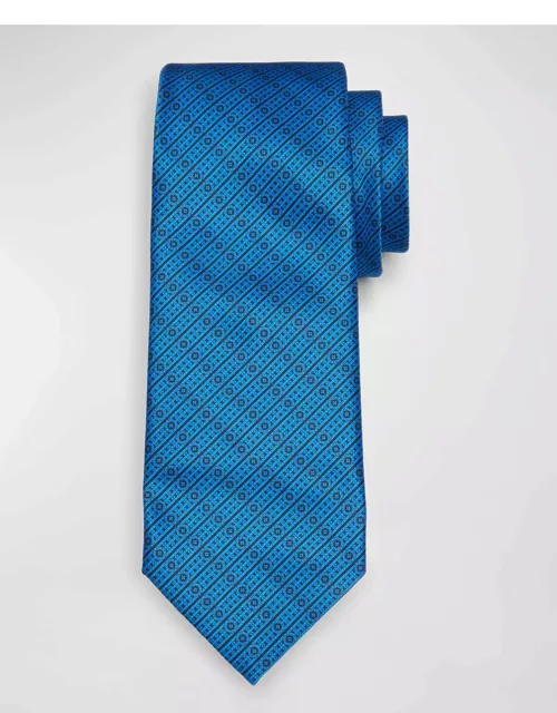 Men's Medallion Stripe Silk Tie