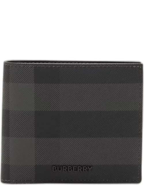Men's Charcoal Check Bifold Wallet