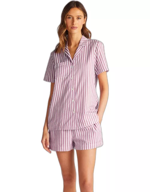 Derek Rose Women's Short Pyjamas Capri 23 Cotton Batiste Purple
