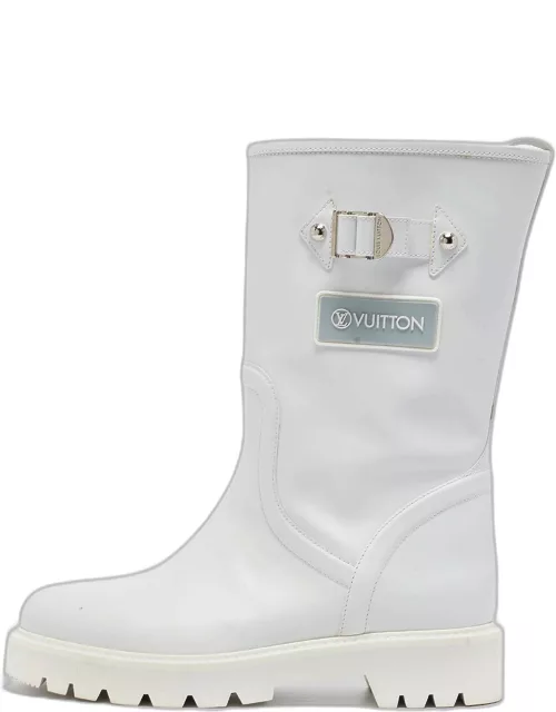 Louis Vuitton White Leather Territory Flat High Boot