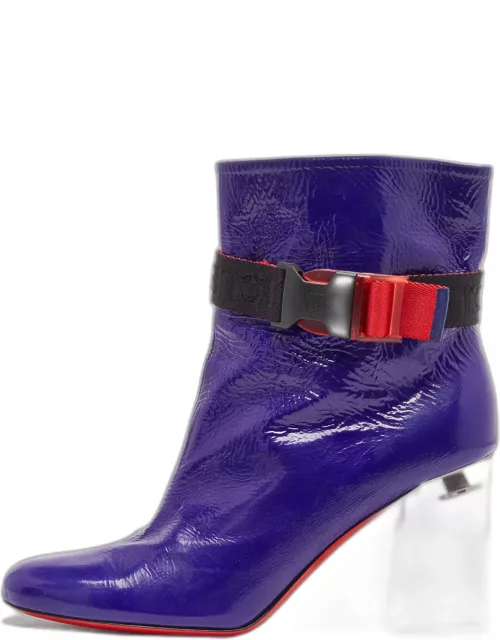 Christian Louboutin Blue Patent Leather Vogue Plexi Telesiege Boot