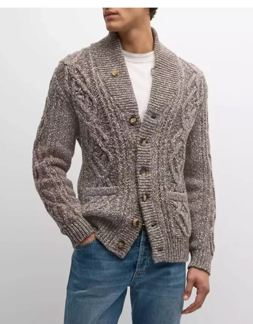 Men's Wool-Cashmere Cable Knit Cardigan