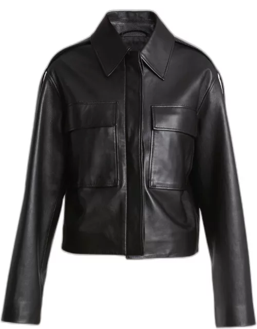 Dylan Wide Glossy Leather Jacket
