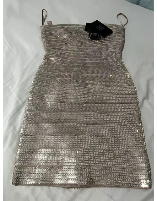 Herve Leger Nazik stacked leather sequined Dress - Second Chance