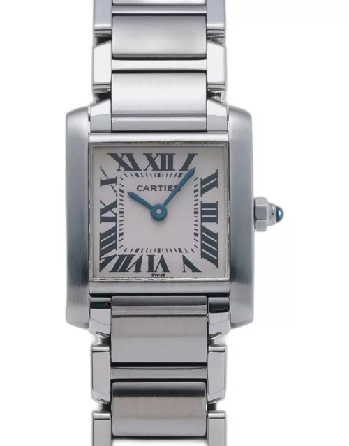 Cartier Ivory Stainless Steel Tank Francaise Quartz Women's Wristwatch 20 m