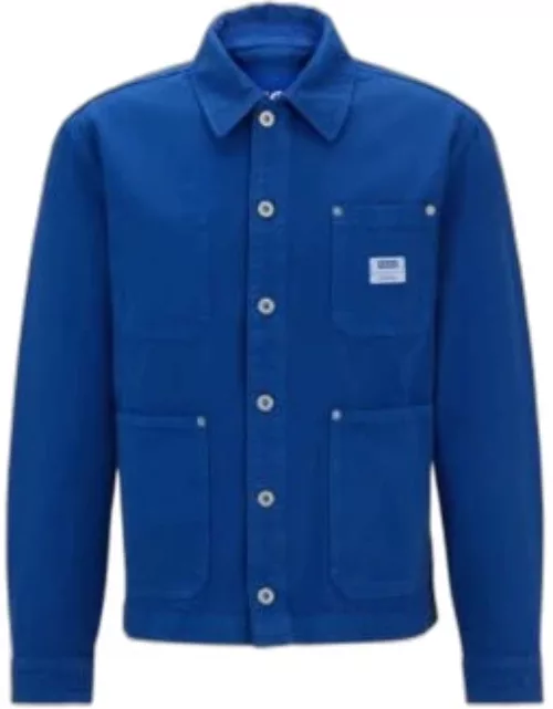 Cotton-denim jacket with patch pockets- Light Blue Men's Jacket