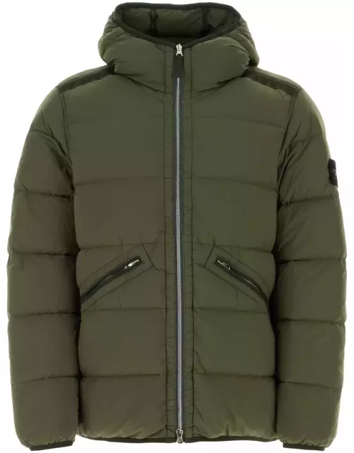 Stone Island Army Green Stretch Nylon Down Jacket