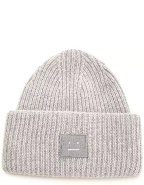 Acne Studios Face Logo Patch Ribbed Beanie