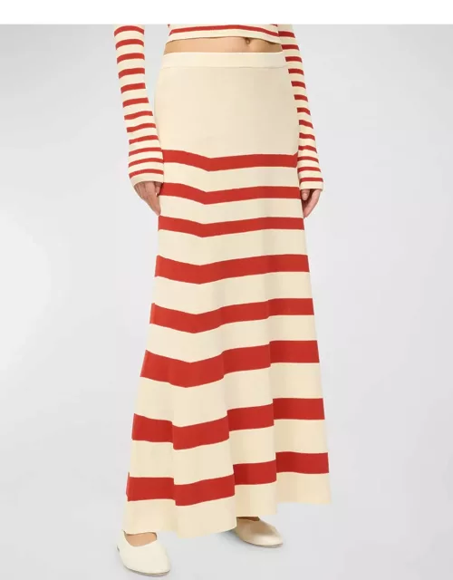 Swirling Stripe Knit Maxi Skirt
