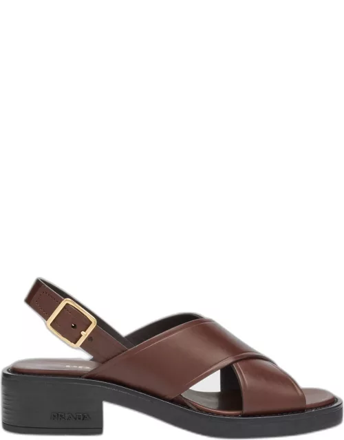 Leather Crisscross Slingback Sandal