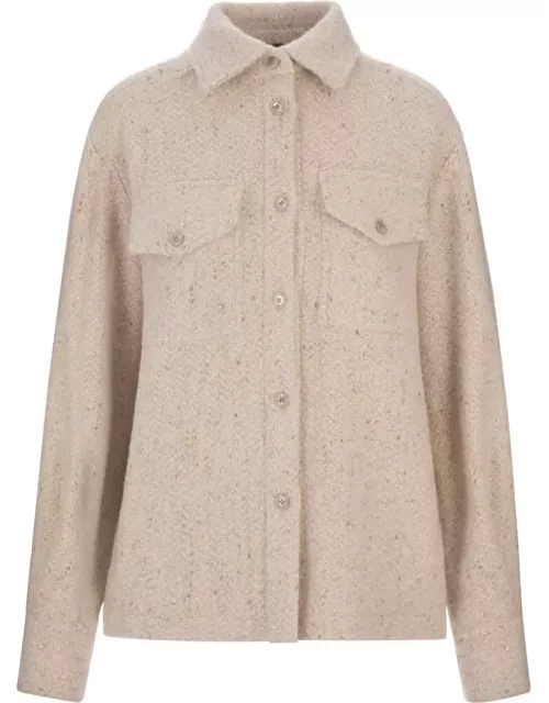 Kiton Beige Wool, Silk And Cashmere Shirt