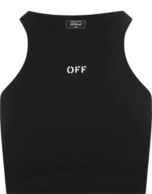 Off-White Black Sleeveless Crop Top With Logo