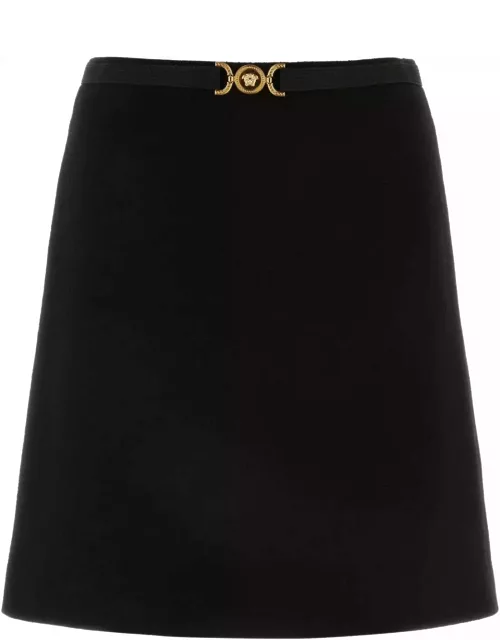 Versace Black Stretch Wool Blend Skirt