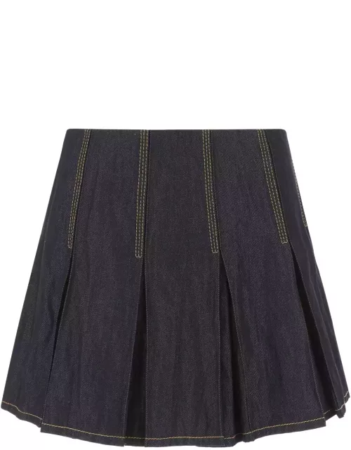 Bottega Veneta Dark Blue Denim Mini Skirt