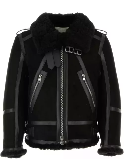 Alexander McQueen Black Shearling And Nappa Leather Jacket