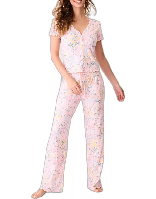 Floral Fields Button-Down Pajama Set