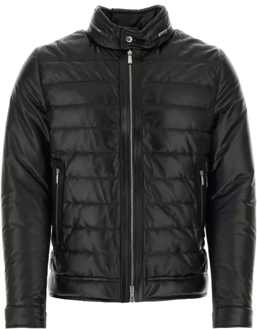 Moorer Black Leather Gilles Down Jacket