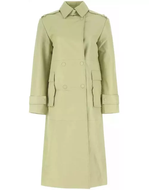 REMAIN Birger Christensen Light Green Leather Trench Coat