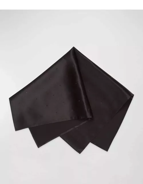 Men's Crystal-Embellished Silk Pocket Square