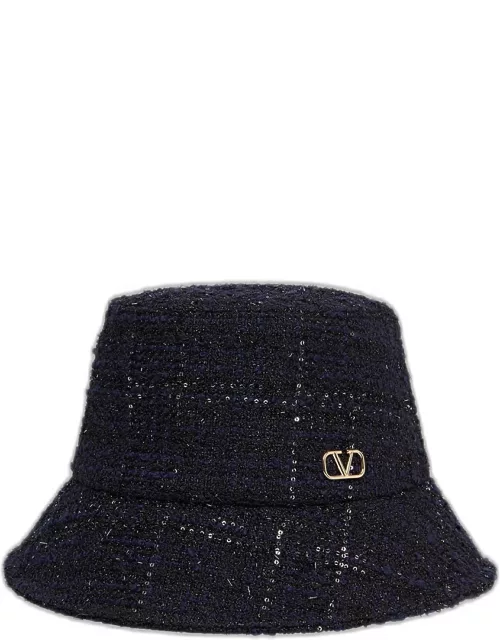 V-Logo Tweed Bucket Hat
