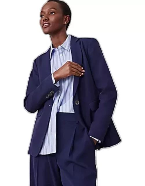 Ann Taylor The Long One Button Notched Blazer in Textured Drape