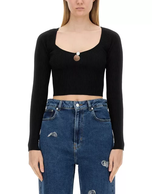 moschino jeans ribbed crop top