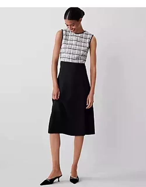 Ann Taylor Tweed Midi Flare Dres