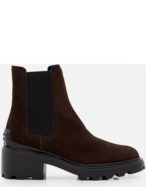 Tod's Suede Platform Chelsea Boots Brown