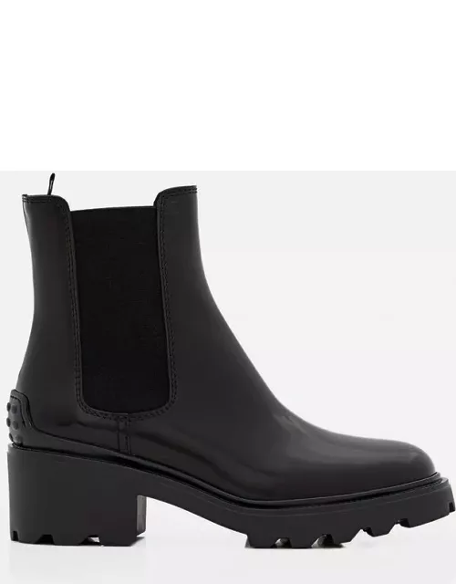 Tod's Patent Leather Platform Chelsea Boots Black