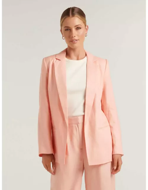 Forever New Women's Lucy Linen Blazer Jacket in Pink Cotton