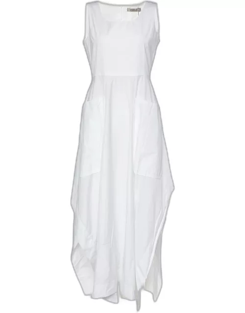 Sportmax White Cotton Sleeveless Midi Dress