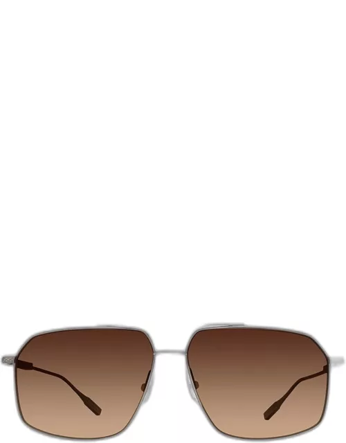 Men's Renzo Polarized Titanium Rectangle Sunglasse