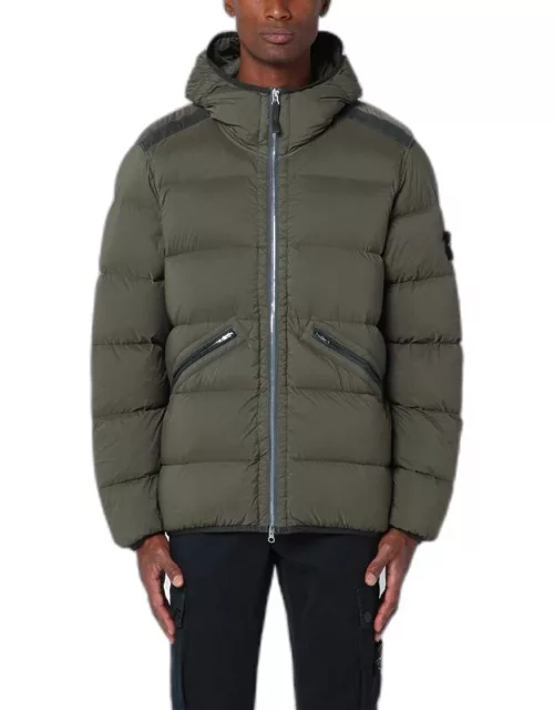 Padded jacket with moss-coloured zip