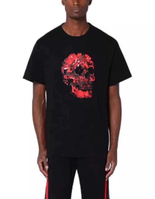 Black cotton T-shirt with print