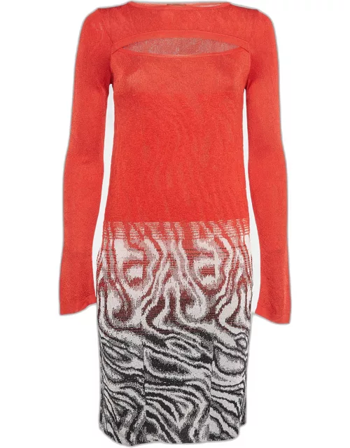 Missoni Red Patterned Wool Blend Knit Mini Dress