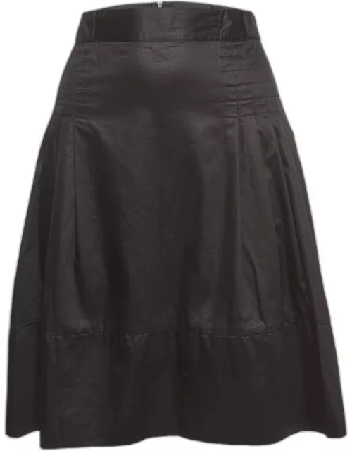 Sportmax Black Cotton Pleated Knee Length Skirt