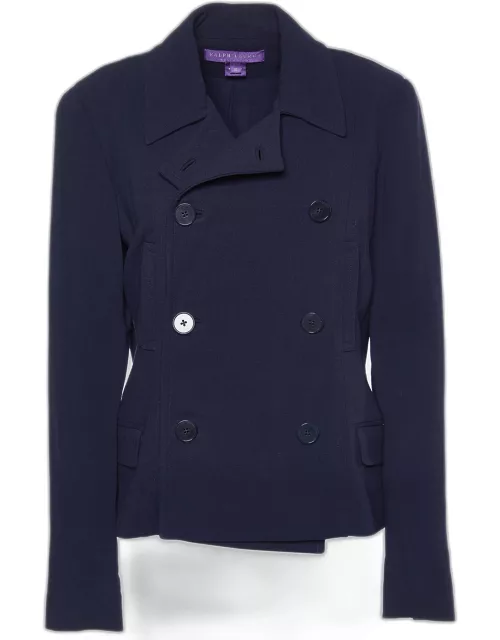 Ralph Lauren Navy Blue Wool Double Breasted Coat