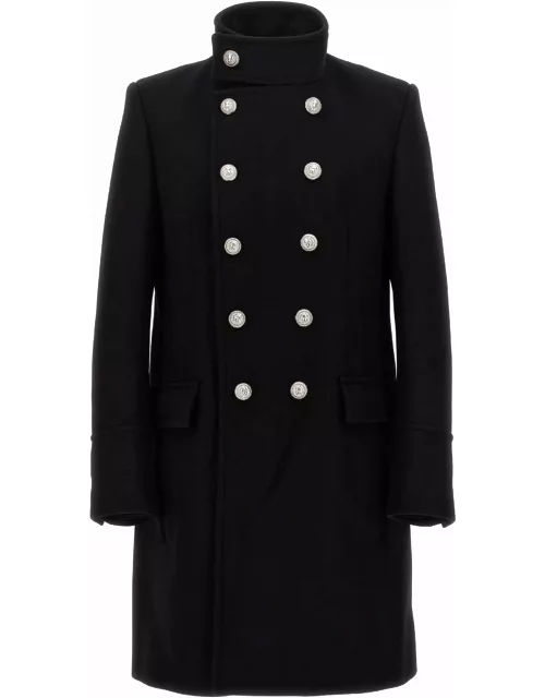 Balmain Black Wool Blend Coat
