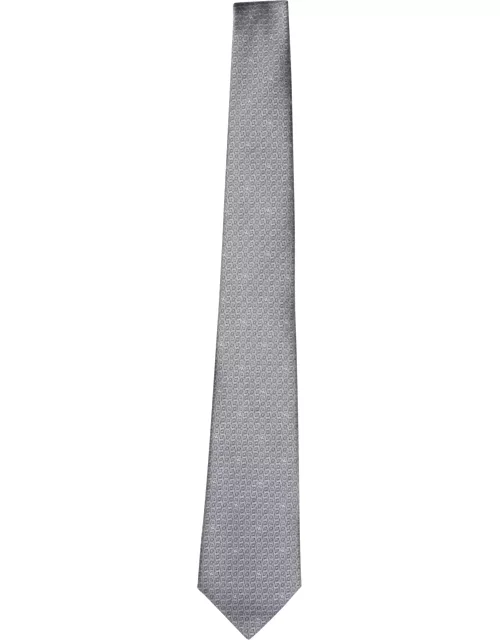 Canali Patterned Grey Silk Tie
