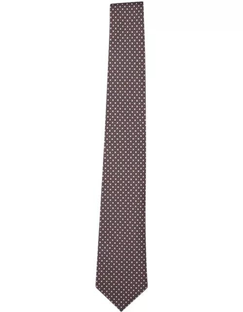 Canali Microflower Brown And Blue Tie